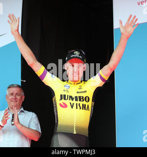 Vernisse, Netherlands. 22nd June, 2019. LANDGRAAF - 22-06-2019, cycling, ZLM Tour, 3e stage, Mike Teunissen from the Jumbo - Visma team is the leader in the general classification Credit: Pro Shots/Alamy Live News Stock Photo