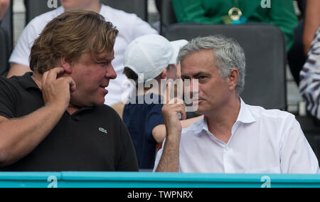 London, UK. 22nd June, 2019. JOSE Mourinho during the Fever-Tree Tennis Championships Semi Finals 2019 at The Queen's Club, London, England on 22 June 2019. Photo by Andy Rowland. Credit: PRiME Media Images/Alamy Live News Stock Photo