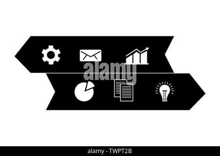 two arrows infographics with business icons vector illustration design Stock Vector