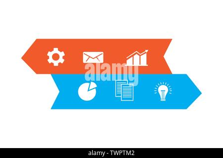two arrows infographics with business icons vector illustration design Stock Vector