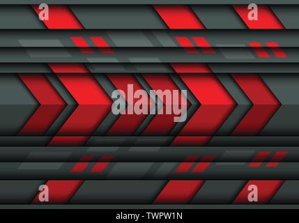 Abstract red gray arrow 3D pattern design modern futuristic technology background texture vector illustration. Stock Vector