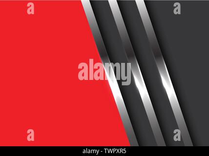 Abstract metal lines on grey with red blank space design modern futuristic background vector illustration. Stock Vector