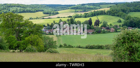Turville village in the chiltern hills. Buckinghamshire, England. Panoramic Stock Photo