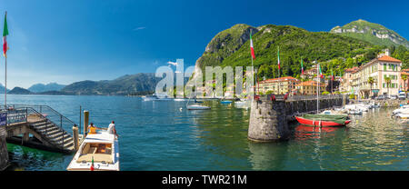 Menaggio old town on the Lake Como with the mountains in the background, Lombardy, Italy, Europe Stock Photo