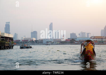 16 January 2019 ,Bangkok.Thailand. vintage boat on water for tourism at Bangkok Thailand riverside of Joa-praya river Stock Photo