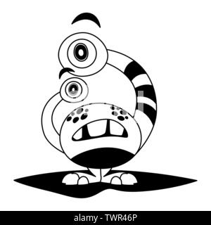 funny monster with bulging eyes comic character vector illustration design Stock Vector