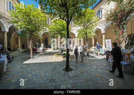 The Convent (Governor's Residence), Convent Place, Main Street, Gibraltar. Quadrangle and cloisters on annual charity open day. Stock Photo