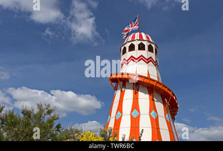 A helter-skelter on the Beach Lawns in Weston-super-Mare UK during the annual Weston Air Festival. Stock Photo