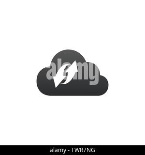 Cloud sync computing concept. Client device synchronizing data with the cloud. Vector illustration isolated on white background Stock Vector