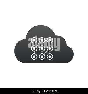 Cloud Lock Screen Pattern, cyber security concept. Vector illustration isolated on white background Stock Vector