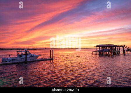 A vibrant Florida sunset on the Intracoastal Water at St. Augustine. (USA) Stock Photo