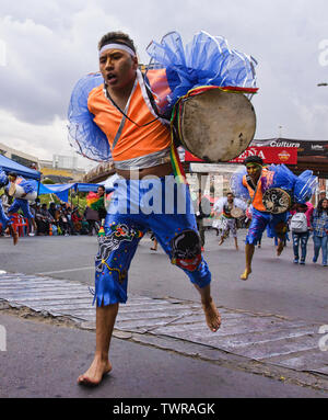 Costumed dancers at the colorful Gran Poder Festival, La Paz, Bolivia Stock Photo