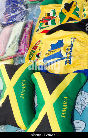 Jamaica Jamaican merchandise for sale on stall at the Africa Oye music festival in Liverpool, Merseyside, UK Stock Photo