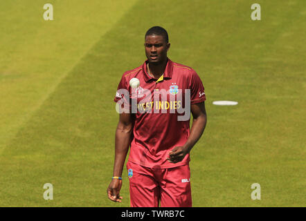 MANCHESTER, ENGLAND. 22 JUNE 2019: Jason Holder of West Indies during the West Indies v New Zealand, ICC Cricket World Cup match, at Old Trafford, Manchester, England. Stock Photo