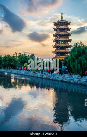 Pagoda in buddhist Qibao Temple in the old water town of Qibao in the outskirts of Shanghai, China Stock Photo