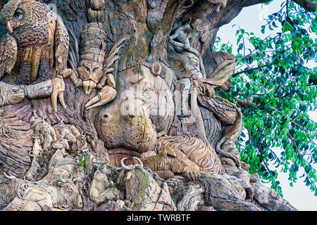 ORLANDO, FLORIDA USA. MAY  03, 2019: Carvings on The Tree of Life at Disney's Animal Kingdom Stock Photo
