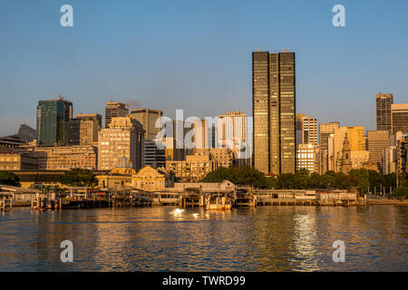 Rio de Janeiro downtown skyline seen from the sea Stock Photo