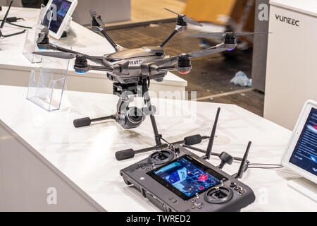 Yuneec Drone unmanned aerial vehicles (UAV) for photography and videography at Yuneec exhibition showroom at Global Innovations Show IFA 2018 Stock Photo