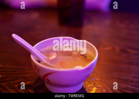 Close up of miso soup in a bowl Stock Photo