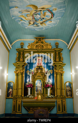 Morro de Sao Paulo, Brazil - February 1st 2019: Interior of Nossa Senhora da luz church with no people Stock Photo