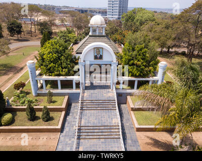 Kamuzu Dr Hastings Banda's mausoleum with people going up to view it Stock Photo