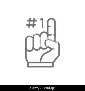 Foam finger, fans glove line icon. Stock Vector