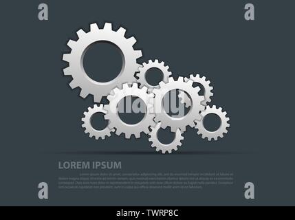 Abstract gears silver overlap on grey design modern industrial futuristic background vector illustration. Stock Vector