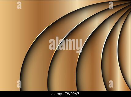 Abstract gold curve overlap 3D design modern futuristic luxury background texture vector illustration. Stock Vector