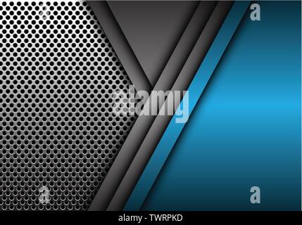 Abstract blue gray metal overlap on circle mesh pattern design modern futuristic background vector illustration. Stock Vector