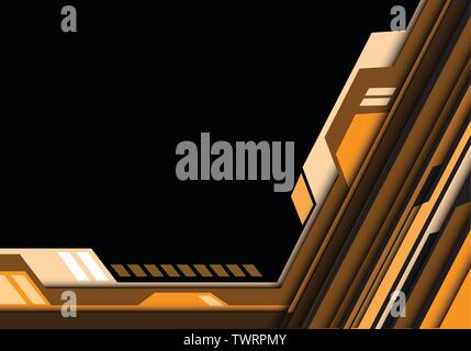 Orange futuristic technology on black blank space for text place background vector illustration. Stock Vector