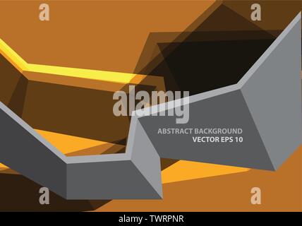 Abstract grey banner polygon 3D on yellow tone design modern futuristic background vector illustration. Stock Vector