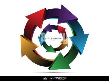 Abstract color arrow recycle on white background vector illustration. Stock Vector