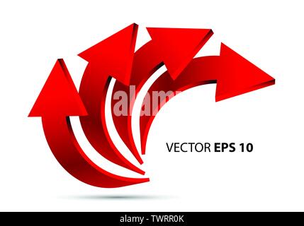 Abstract Red arrows 3D overlap on white design modern business futuristic background vector illustration. Stock Vector
