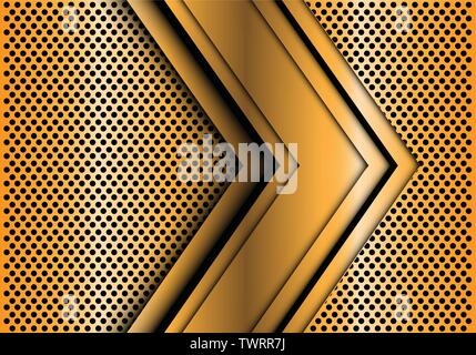 Abstract gold arrow black line on circle mesh design modern luxury futuristic background vector illustration. Stock Vector