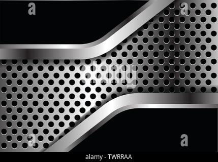 Abstract silver black overlap metal circle mesh pattern design modern luxury futuristic background vector illustration. Stock Vector