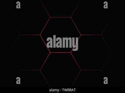 Abstract red light hexagon line in grey modern luxury futuristic background vector illustration. Stock Vector