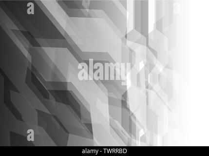 Abstract gray polygon on blue white light design modern futuristic technology background vector illustration. light design modern futuristic technolog Stock Vector
