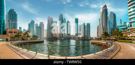 Dubai Marina Panoramic View amazing Modern architecture and Beautiful lake best travel place to see in Middle east Stock Photo