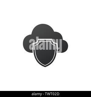 security and data protection, cloud and shield. cyber security, antivirus concept. Vector illustration isolated on white Stock Vector