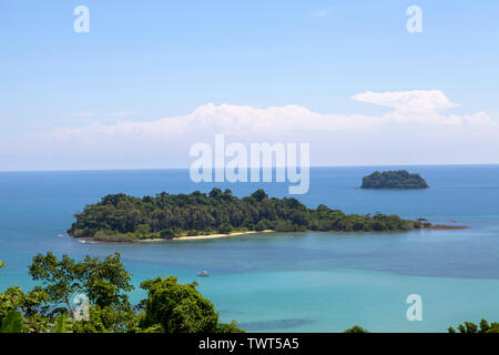 View of Koh Man Nai island from Thailand, Koh Chang island. Stock Photo