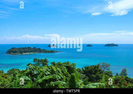 View of Koh Man Nai island from Thailand, Koh Chang island. Stock Photo