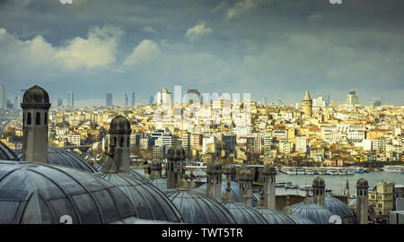 view from Suleymaniye mosque to Bosphorus, Istanbul, Turkey Stock Photo