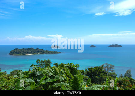 View of Koh Man Nai island from Thailand, Koh Chang island. Stock Photo