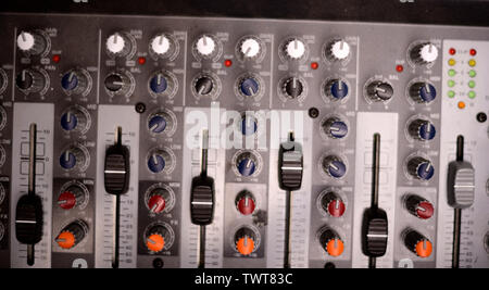 Close-up of modern digital sound mixer in a sound recording studio Stock Photo