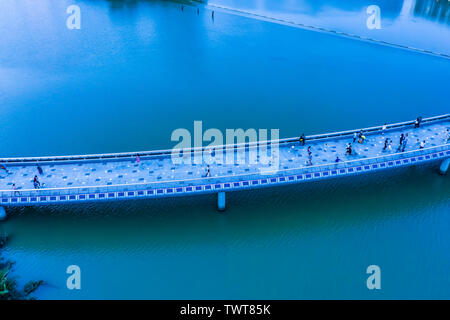 The Anh Sao (Starlight) Bridge is located in the heart of the international commercial and financial district of Phu My Hung. It is the first modern p Stock Photo
