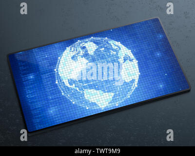 Globalization technology concept with 3d rendering digital tablet display world connection graphic Stock Photo