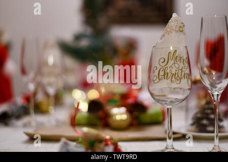 Christmas Day Festive Table Setting Stock Photo