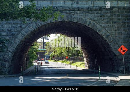 Views of the Glen road tunnel in Westmount, Montreal, Canada. Stock Photo