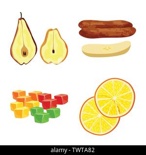 Isolated object of fruit and dried  icon. Collection of fruit and food  stock symbol for web. Stock Vector