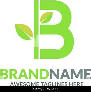 creative initial letter b with natural green leaf logo vector element Stock Vector